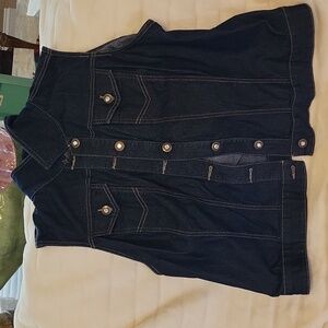 Sleeveless Jean coat womens 3x